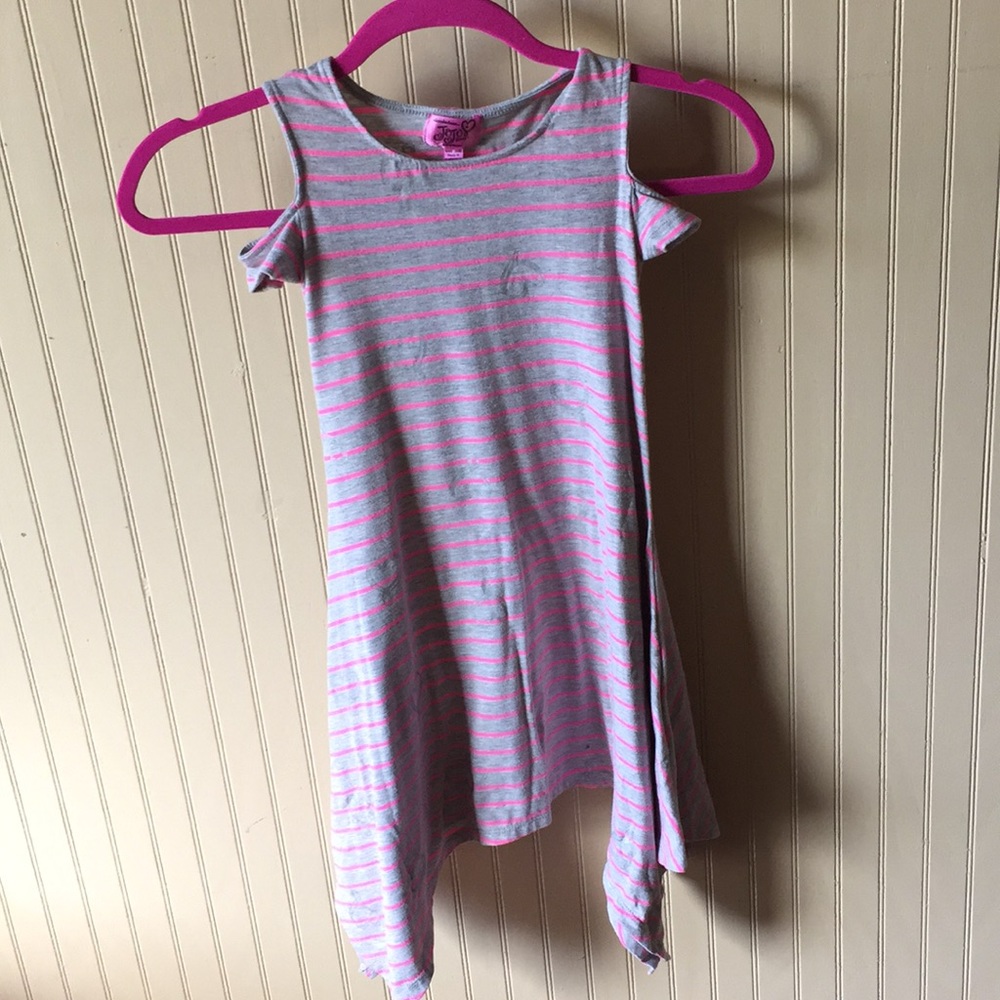 Jojo‎ siwa dress  pink and grey striped size xsmall handkerchief style